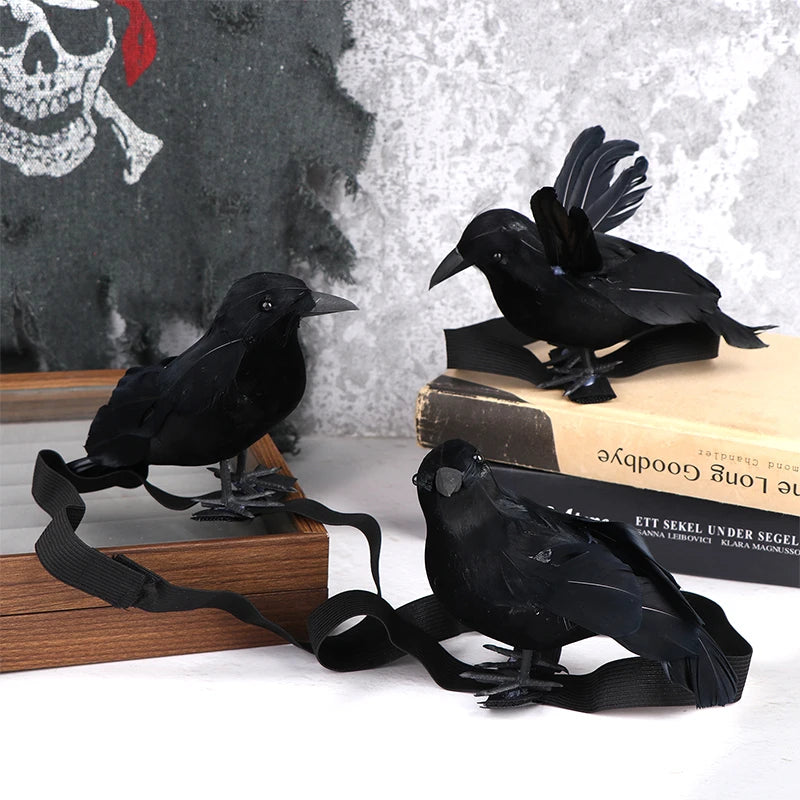 Black Crow Cosplay Prop with Shoulder Band for Halloween Holiday Party