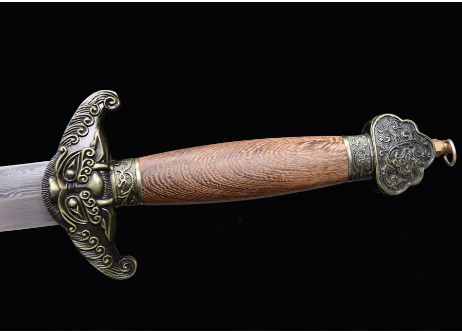 Chinese Tai Chi Swords Folded Steel Damascus Blade Real Handmade Full Tang Sharp Rosewood Sheath Dragon Guard Training Katanas
