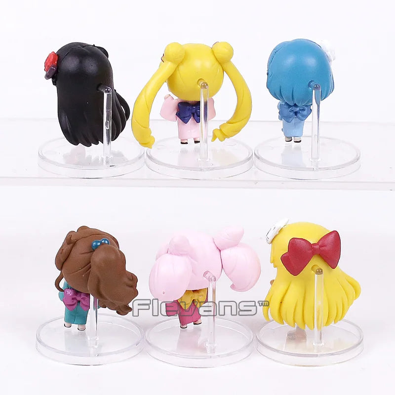 Q Version Sailor Mercury Mars Jupiter Venus Uranus Neptune Pluto Chiba Mamoru PVC Figures Toys Computer Desktop Dolls Set