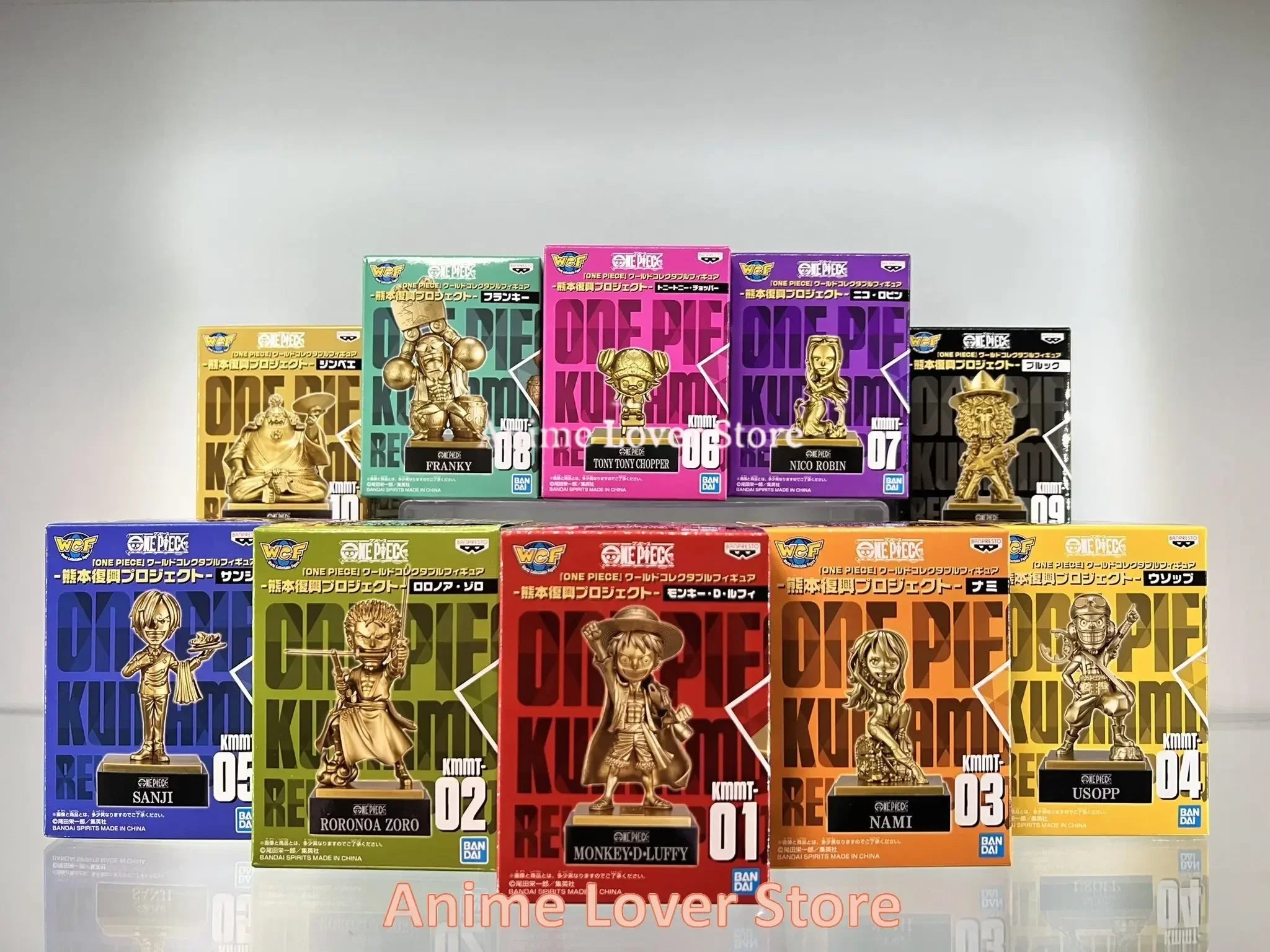 Bandai Original One Piece WCF Kumamoto Revival Plan Luffy Zoro Sanji Nami Usopp Robin Jinbe Chopper Anime Figures Toys for Kids