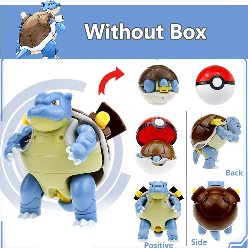 Anime Pokemon Figures Transformer Poke Ball Model Pikachu Charizard Blastoise Mewtwo Venusaur Gyarados Greninja Robot Toy Gift