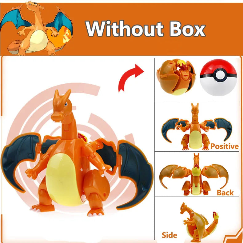 Anime Pokemon Figures Transformer Poke Ball Model Pikachu Charizard Blastoise Mewtwo Venusaur Gyarados Greninja Robot Toy Gift
