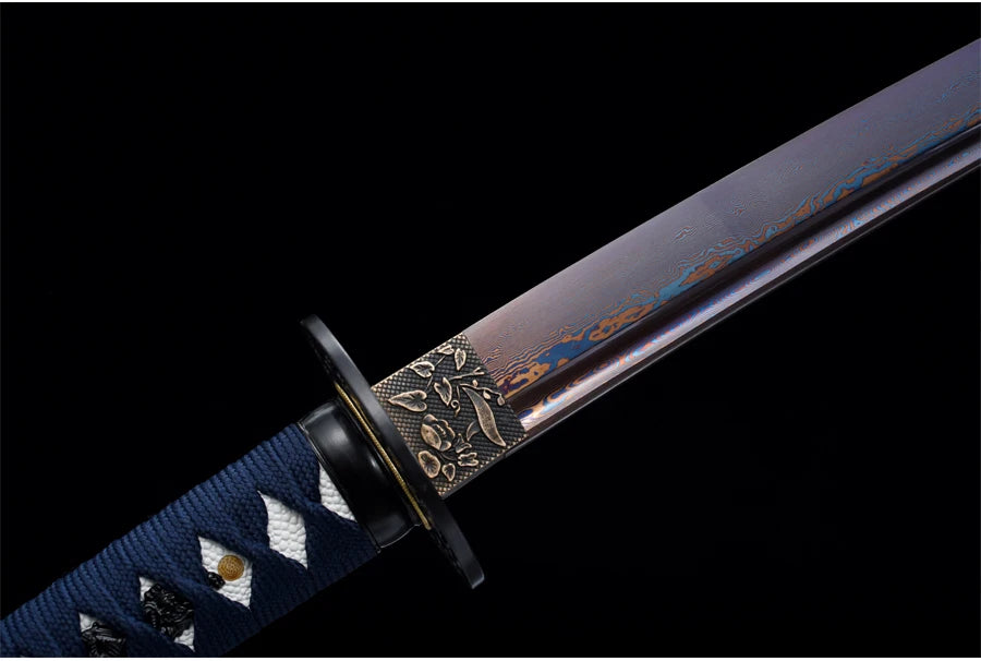 Masahiro Katanas Folded Blue Blade Home Decoration Swords Handmade Full Tang 41 Inch Last Warrior Swords