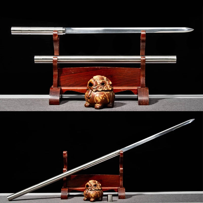 Chinese Battle Sword Golden Cudgel Real Multi Refined High Manganese Steel Blade Metal Saya Ready Training Kongfu Katanas