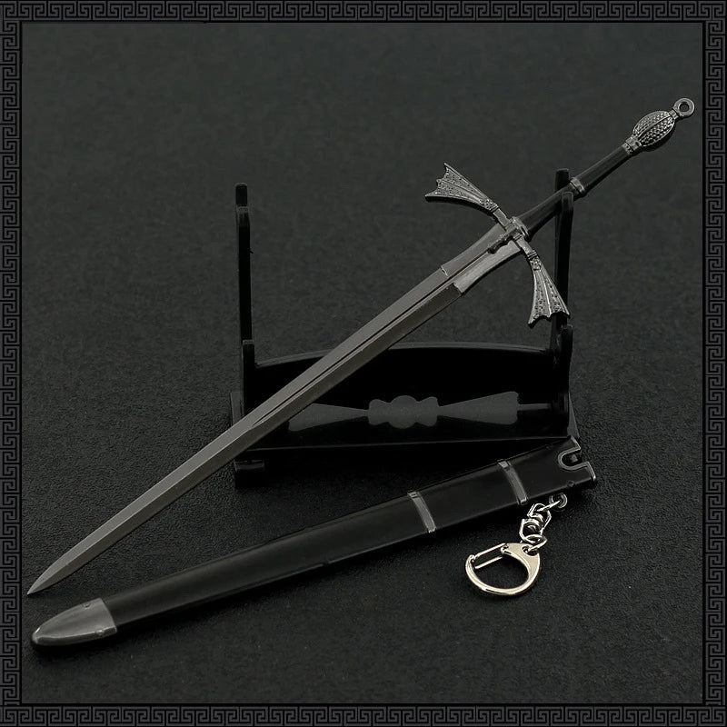 22cm GOT Game Sword with Sheath Keychain American TV Series 1:6 Medieval All Metal Sword Model Home Ornament Collection