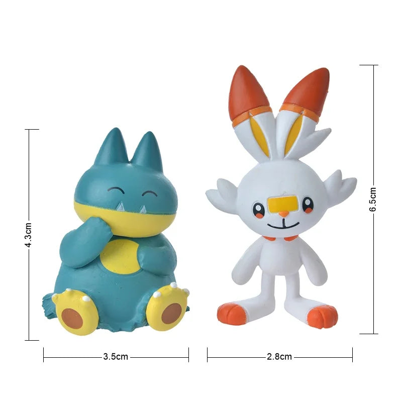 TOMY WCT Super Cute Pokemon Figures Kawaii Pikachu Piplup Vulpix Meowth Cubone Marshadow Axew Keldeo Mini 4cm Children toys