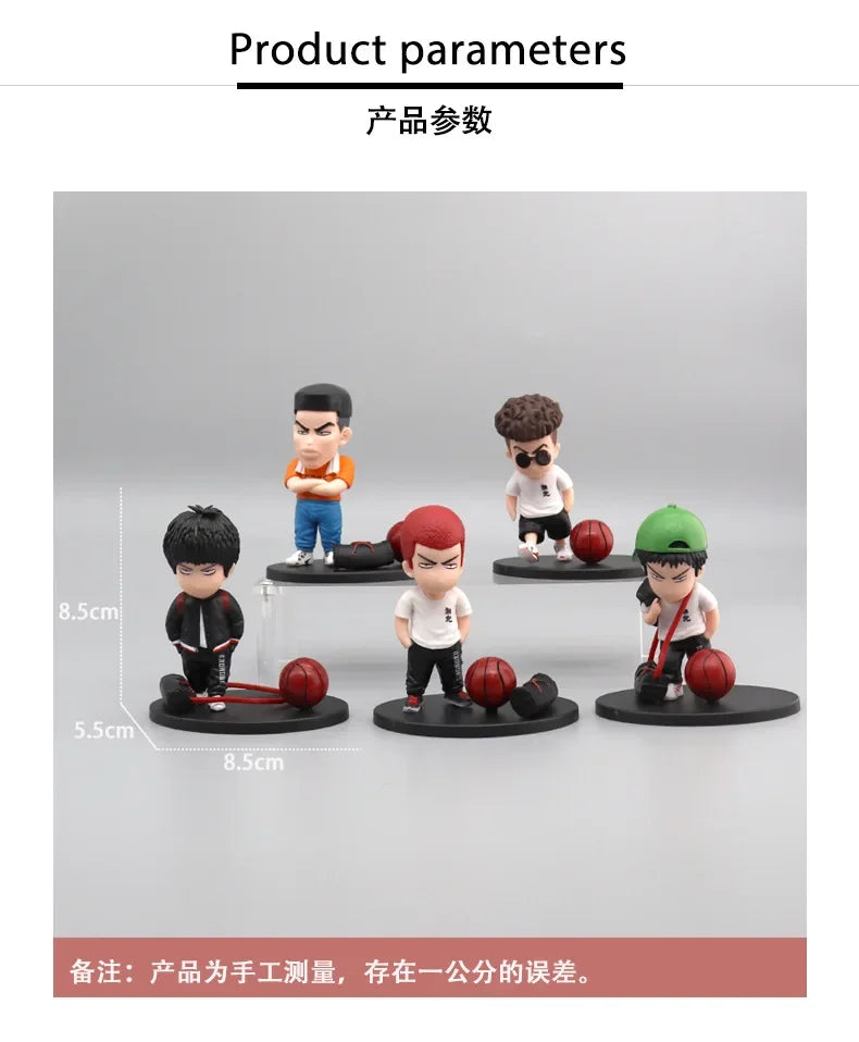 5PCS/Set Anime SLAM DUNK Sakuragi Hanamichi PVC Action Figures Rukawa Kaede Collection Model Car Interior Cute Toys