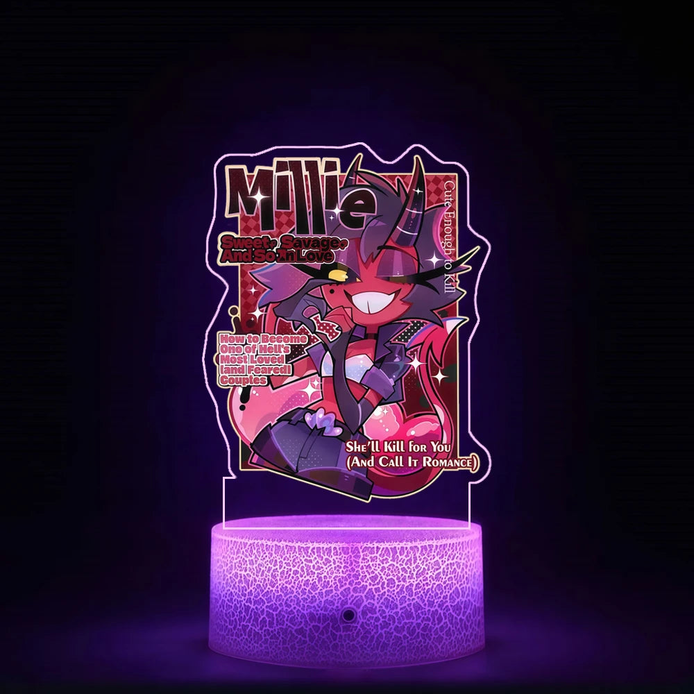 Night Light for Helluva Boss Verosika Mayday Asmodeus Vassago Stolas Colorful Lights Anime Bedside Lamp Desktop Decoration Gifts