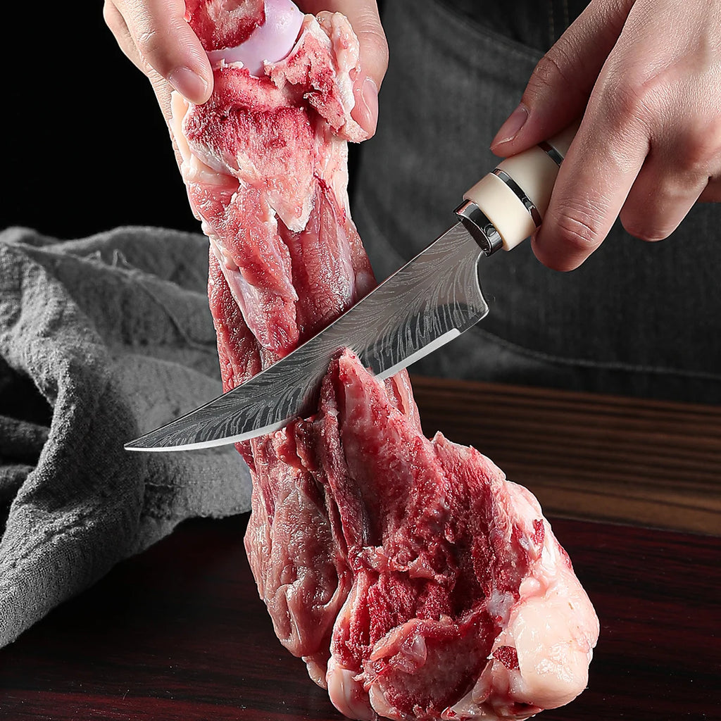 Boning knife with sharp curved blade for Kitchen High hardness forging Damascus texture knife Sharp fruit knife