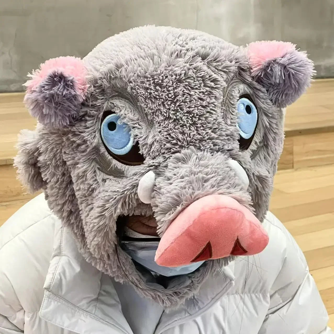 Cosplay Prop Wild Boar Head Plush Hat Pig Head Warm Headgear Cartoon Stuffed Anime Plushies Cosplay Props Gifts Boy Fans