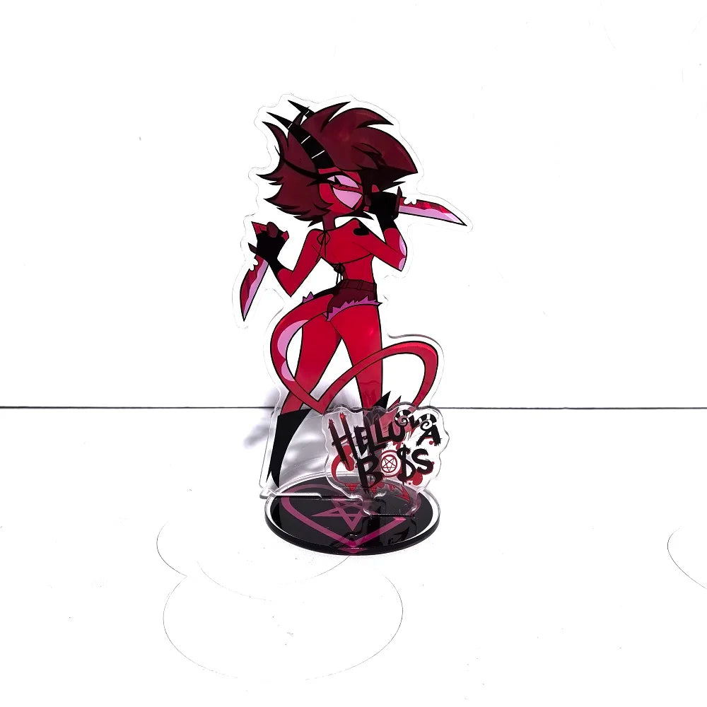 New 15CM Hazbin Hotel Charlie Morningstar Stand Acrylic Figures Vaggie Desktop Standing Sign Model Decoration Collection Gifts