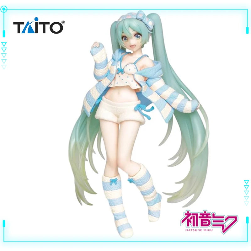 Taito Original Genuine Vocaloid Singer Hatsune Miku Figure Costumes Room Wear China Exclusive Color Ver 18cm Model Toy Figures