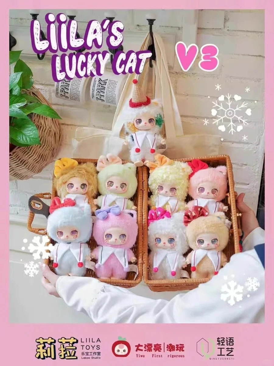 Genuine Liila'S Lucky Cat V3 Serise Blind Box Cute Vinyl Plush Pendant Doll Trendy Toys Lovely Mystery Box Figure Doll Gift