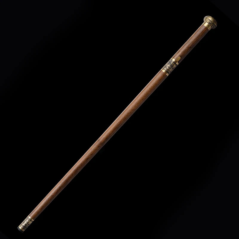 Chinese Cane Swords Folded Steel Damascus Blade Real Handmade Full Tang Sharp Walking Stick Sword Brass Dragon Weapon Katanas