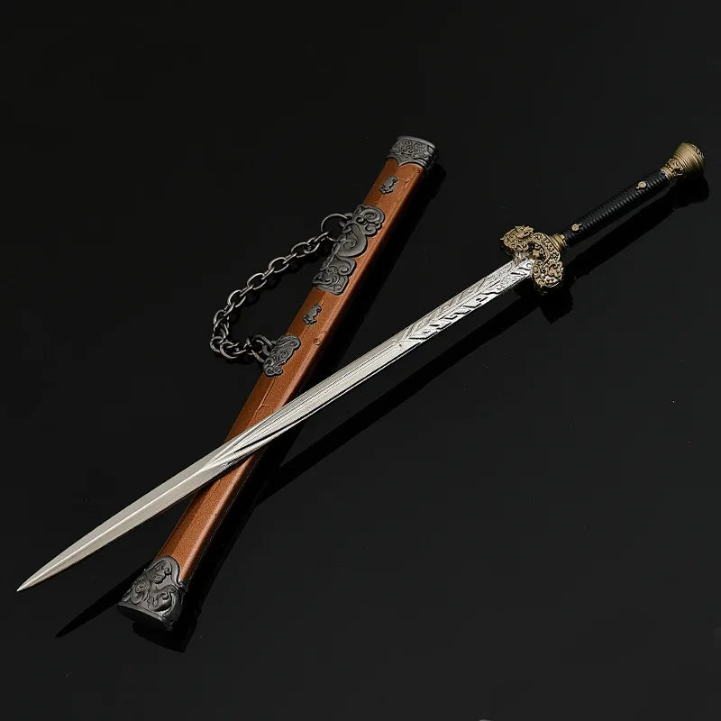 22cm/8.66in Black Myth: Wukong Hyakumo Real Sword Game Peripheral Martial Arts Weapons Models Metal Crafts Desktop Ornament Toys