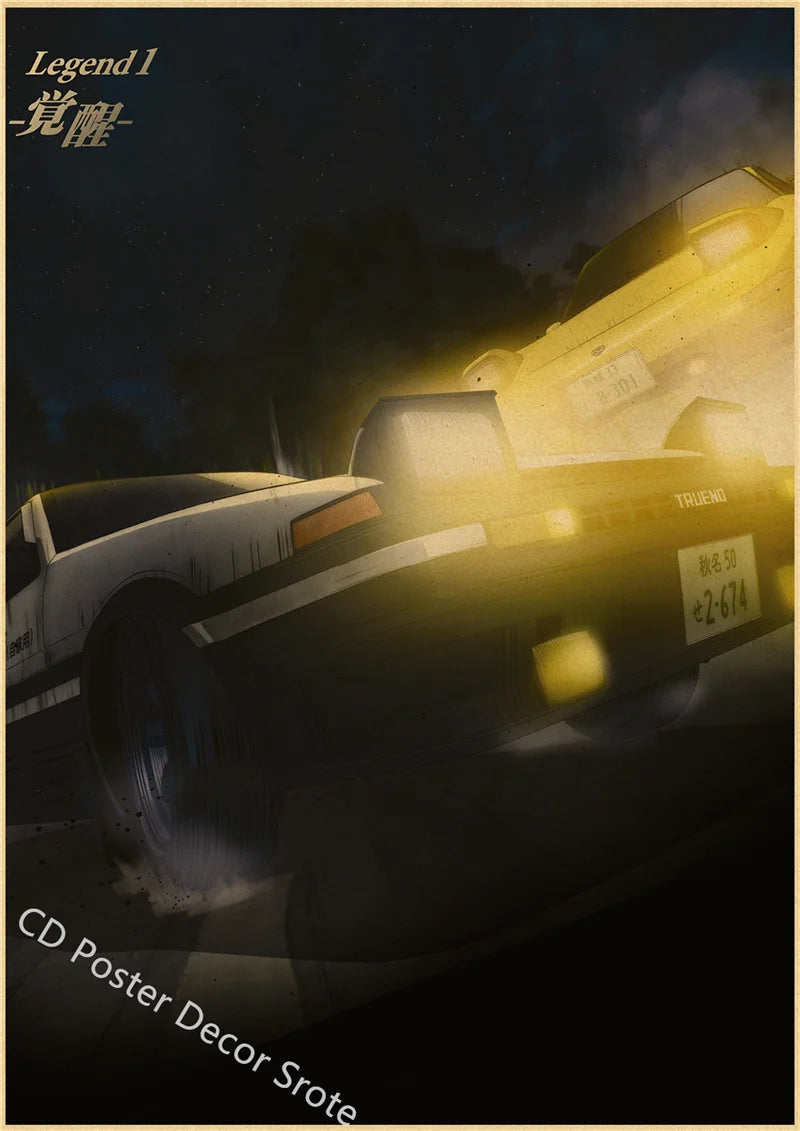Initial D Kraft Paper Poster