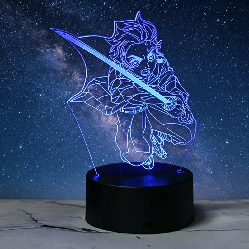 Anime Demon Slayer 3D Illusion Lamp Tanjiro Nezuko Kamado LED Night Light for Demon Slayer Fans Bedroom Decoration Birthday Gift