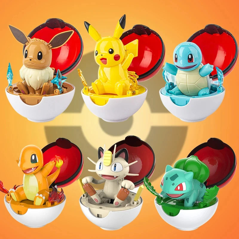 Pokemon  Genuine 6 Different Styles Toy Set Pokeball Pocket Monster Pikachu Eevee Charizard Gyarados Blastoise Figures Model