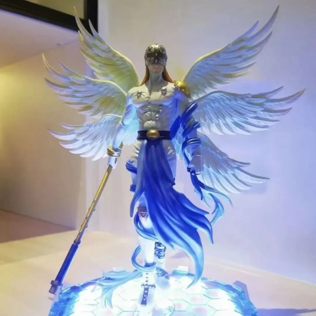 28cm Anime Digimon Adventure Figures Angewomon Angemon LED Action Figurines PVC Statue Model Collection Doll Toys Children Gift