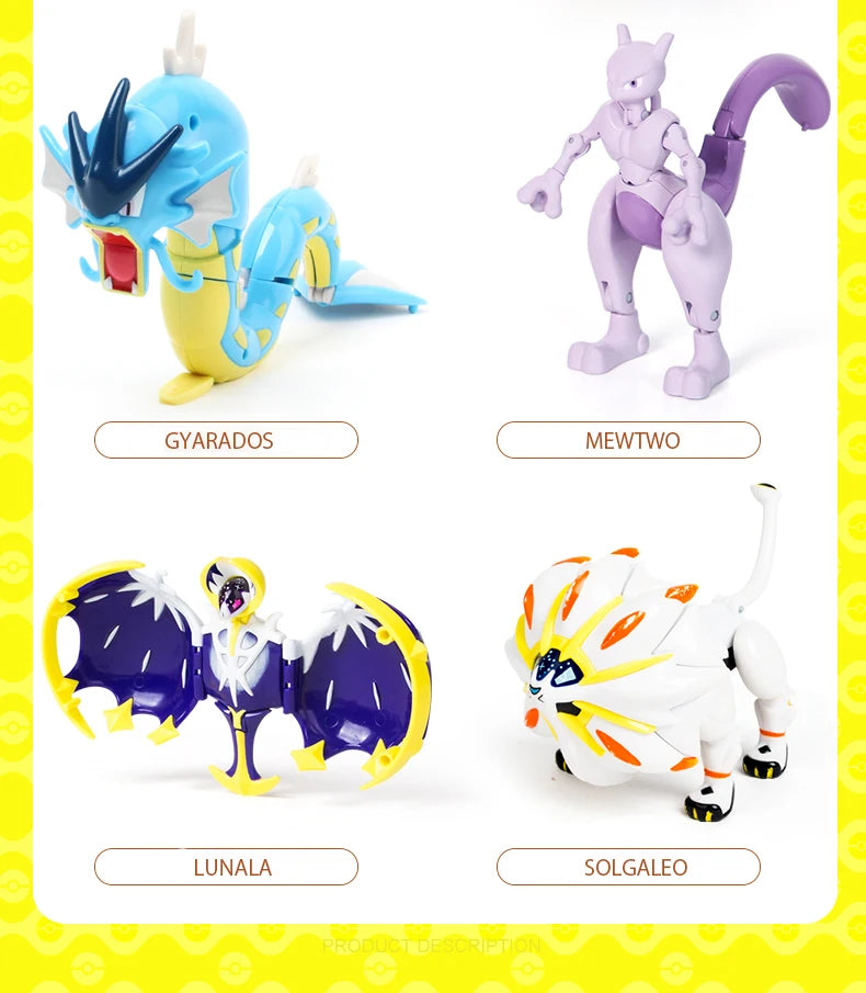 Anime Pokemon Figures Transformer Poke Ball Model Pikachu Charizard Blastoise Mewtwo Venusaur Gyarados Greninja Robot Toy Gift