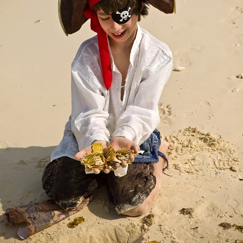 Pirate Captain Cosplay Costume Props Hat Hook Skeleton Eye Patch Kids Favors Gift Toy Pirate Party Halloween Decoration Supplies
