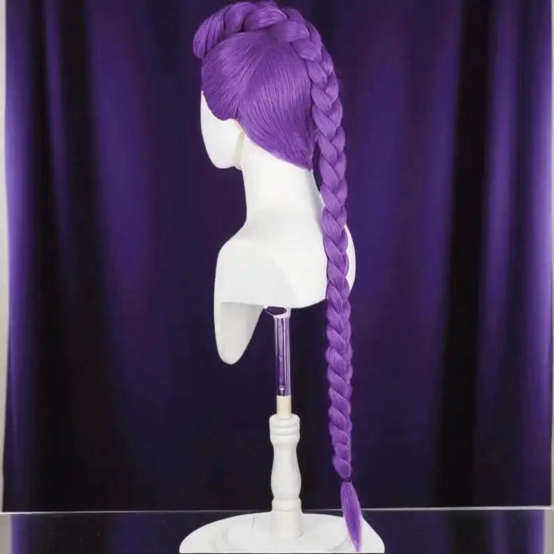 Cosplay Wig: Purple Braided High Temp Silk, Adjustable