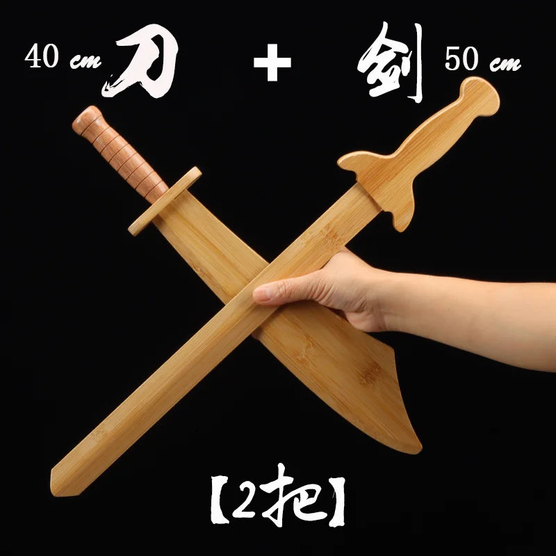 Solid Wood Children's Sword for Boys, Martial Arts Training and Performance Practice, Mini Curved Broadsword Ornament
