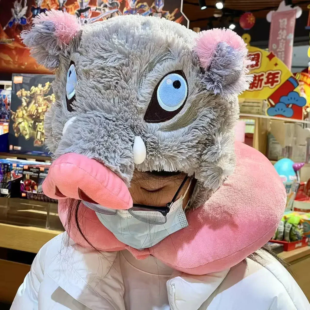 Cosplay Prop Wild Boar Head Plush Hat Pig Head Warm Headgear Cartoon Stuffed Anime Plushies Cosplay Props Gifts Boy Fans