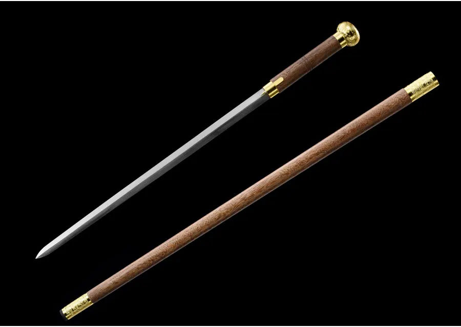 92cm Chinese Staff Sword Carbon Steel Blade Sharp Real Rosewood Scabbard Walking Stick Samurai Sword Ready Battle Dragon Katanas