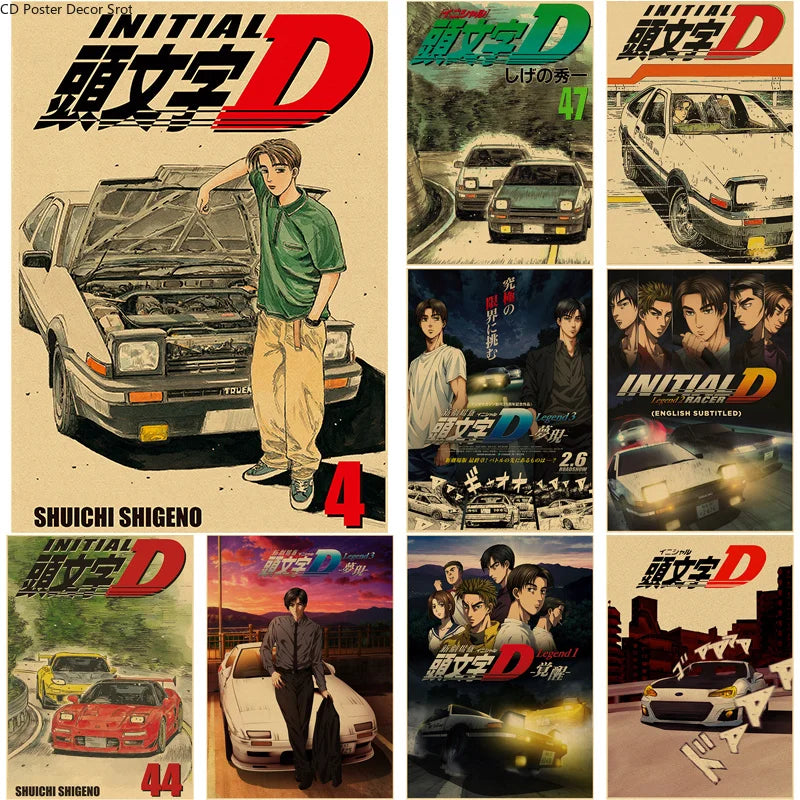 Initial D Kraft Paper Poster