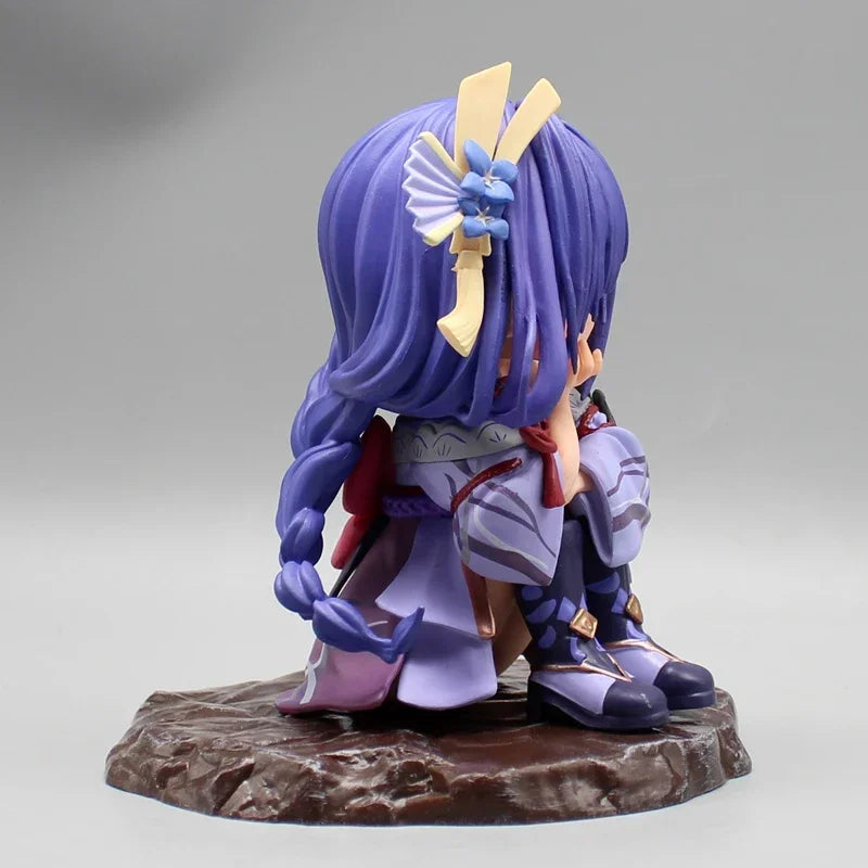 Anime Genshin Impact Raiden Figura Q Version Figure 14cm Raiden Shogun Figures Action Kawaii PVC Collection Decor Figurine Toys
