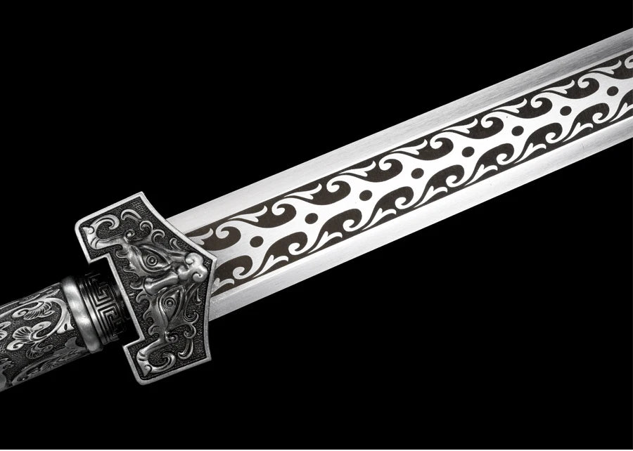 Chinese Kongfu Han Sword T10 Carbon Steel Blade Real Handmade Full Tang Sharp Ready Battle Metal Handle Ice Soul Warrior Katanas