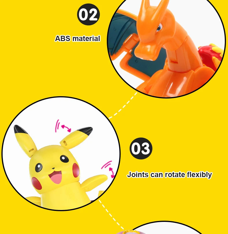 Anime Pokemon Figures Transformer Poke Ball Model Pikachu Charizard Blastoise Mewtwo Venusaur Gyarados Greninja Robot Toy Gift