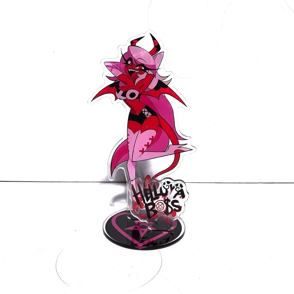 New 15CM Hazbin Hotel Charlie Morningstar Stand Acrylic Figures Vaggie Desktop Standing Sign Model Decoration Collection Gifts