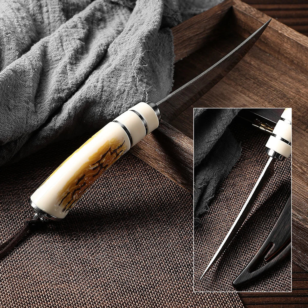 Boning knife with sharp curved blade for Kitchen High hardness forging Damascus texture knife Sharp fruit knife