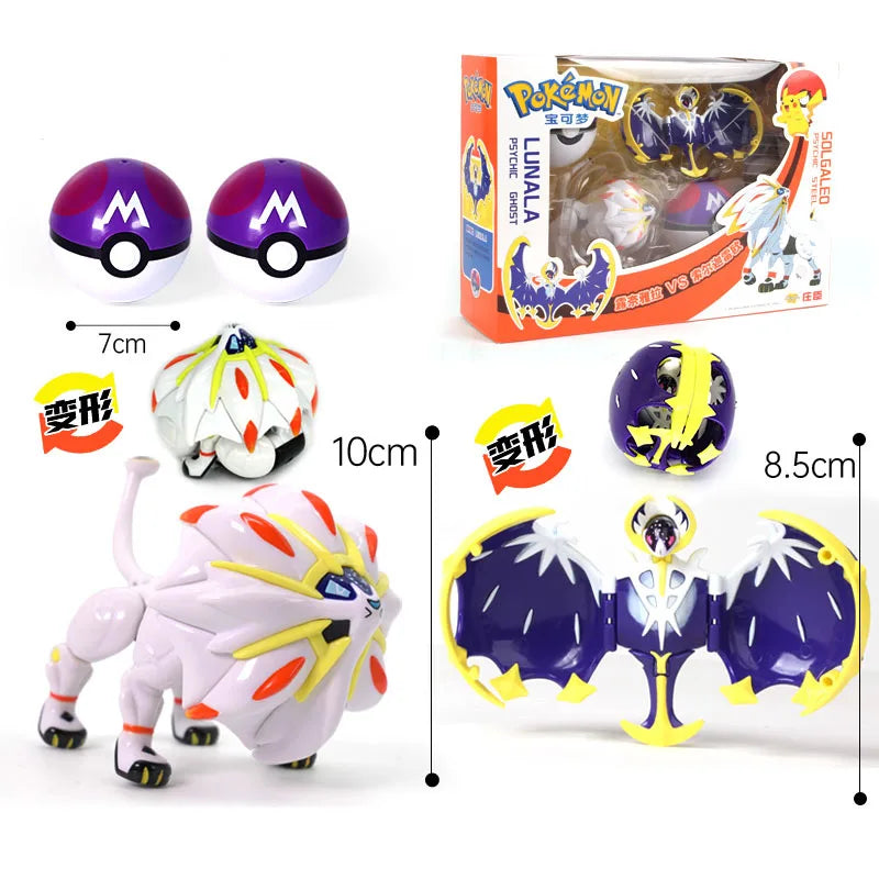 Anime Pokemon Figures Transformer Poke Ball Model Pikachu Charizard Blastoise Mewtwo Venusaur Gyarados Greninja Robot Toy Gift