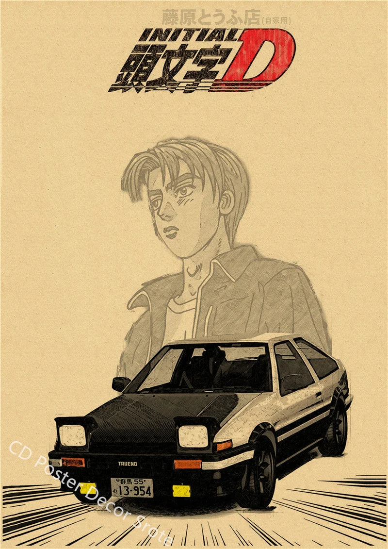 Initial D Kraft Paper Poster