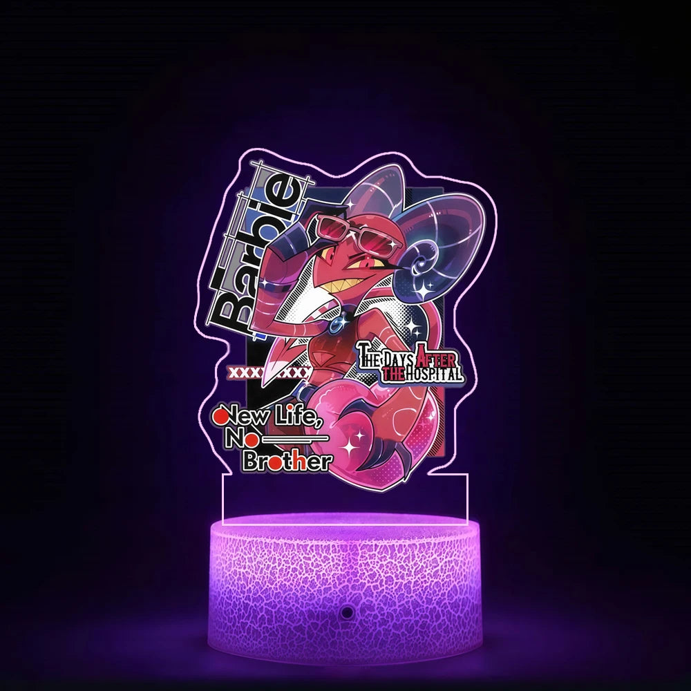 Night Light for Helluva Boss Moxxie Millie Loona Octavia Stella Vassago Asmodeus Colorful Lights Anime Cartoons Bedside Lamp