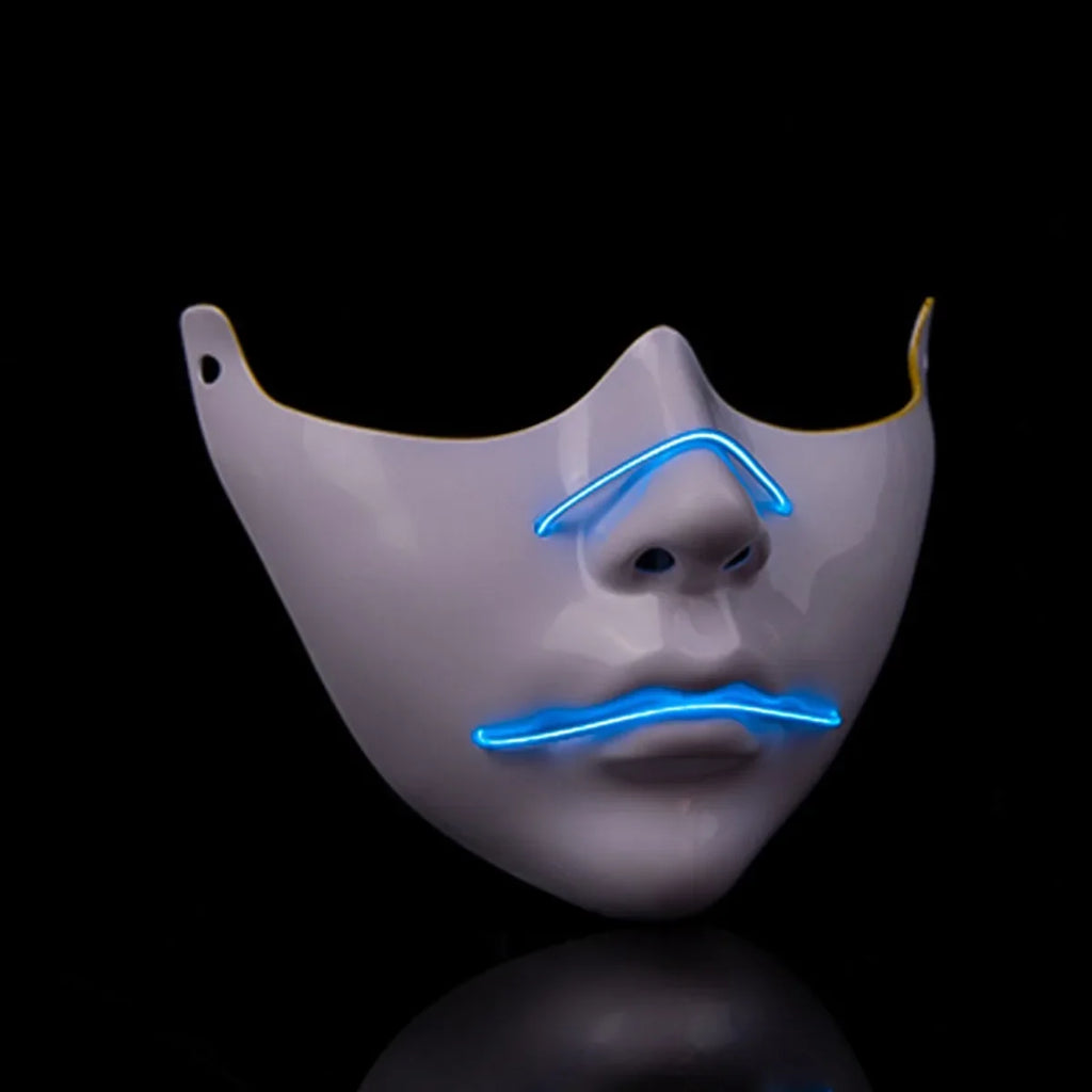Cyber Cos For Women Men Punk Mask Sai Half Face Cool Luminous Masks Cosplay Props Halloween Party Stage Performance Dress Up