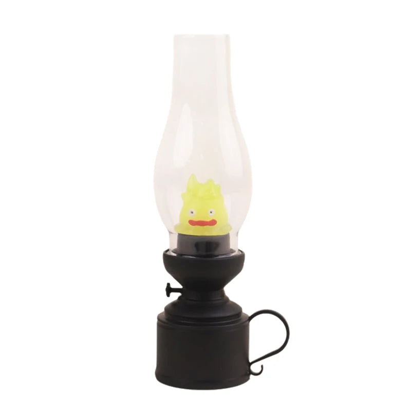 Calcifer Flameless Night Light Halloween Retro Decorative Candle Light Cartoon Anime Kerosene Lamp Bedroom Bedside Table Lamp