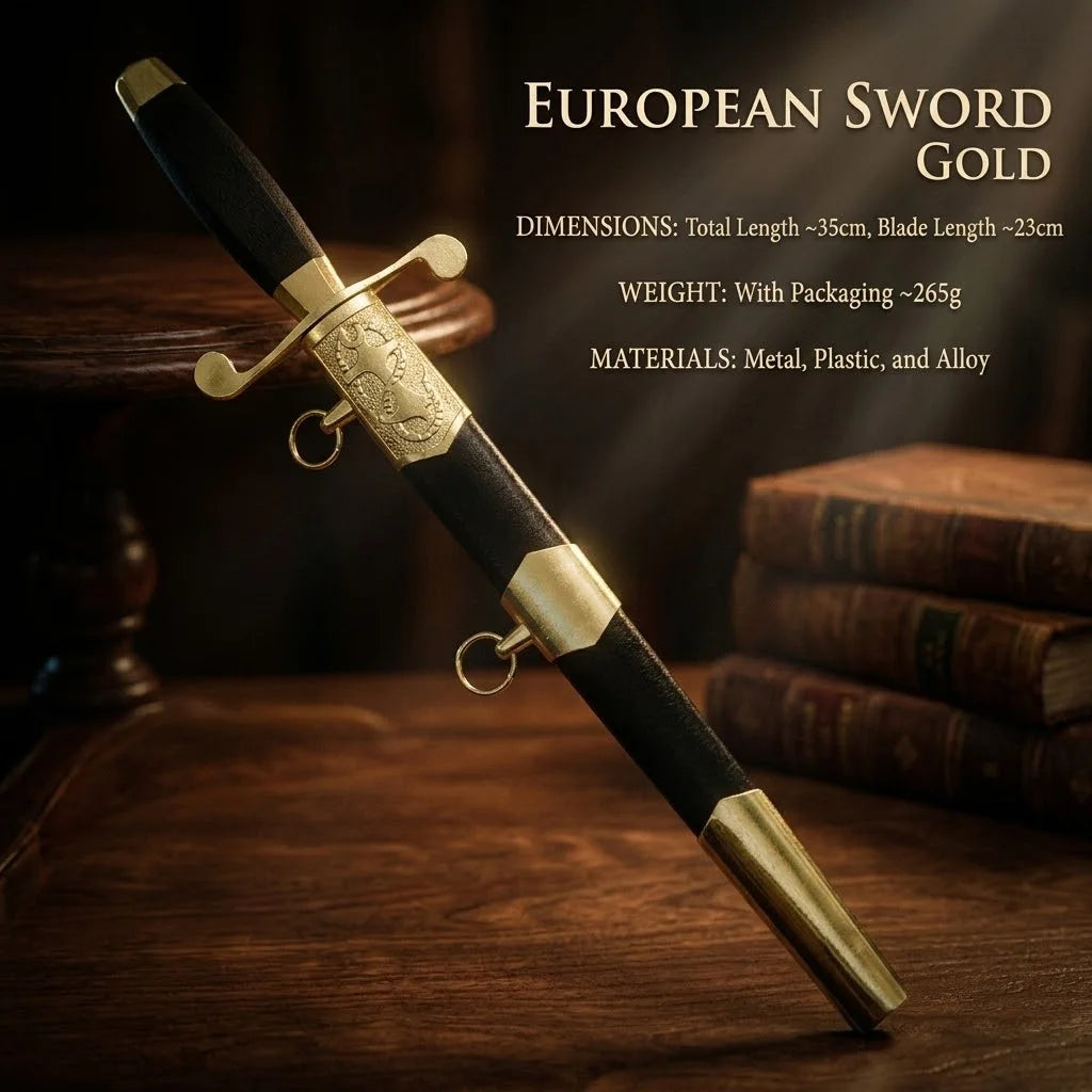 35cm European Western Sword with Sheath Metal Model Safety Medieval Film Props Sword Collectible Retro Katana Collection Toys