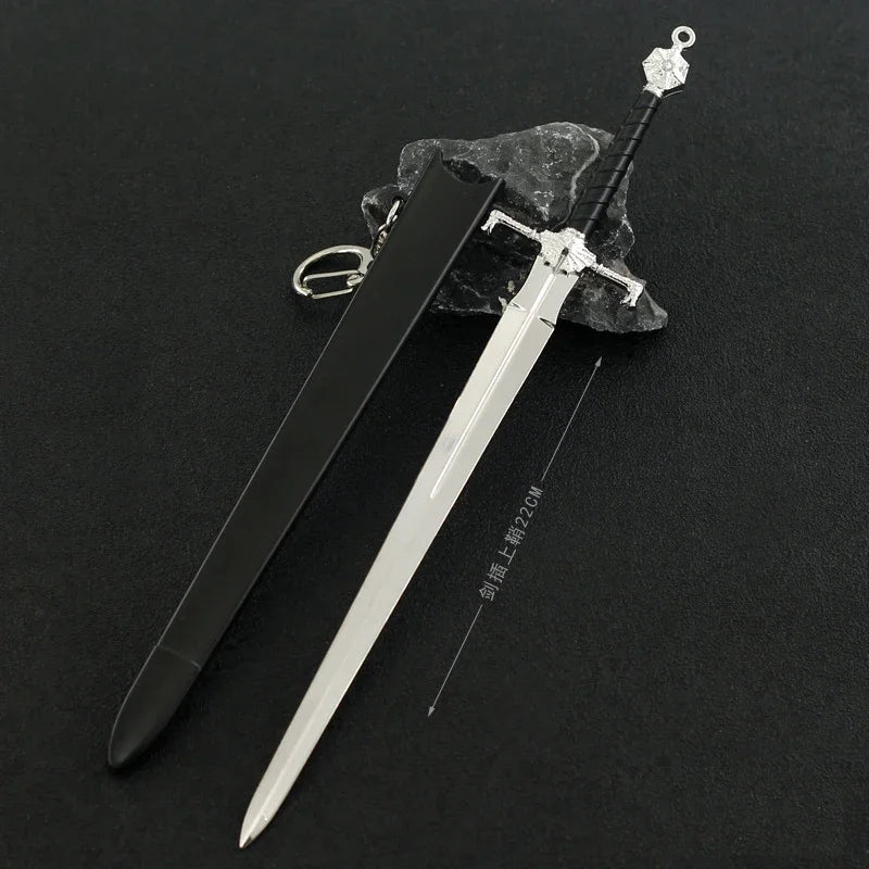 22cm GOT Game Sword with Sheath Keychain American TV Series 1:6 Medieval All Metal Sword Model Home Ornament Collection