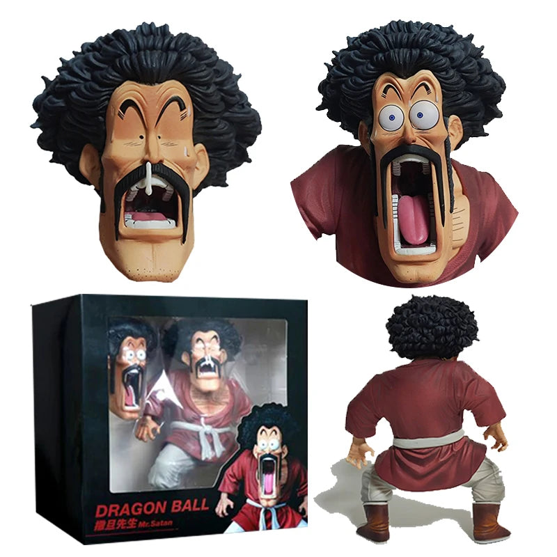 Dragon Ball Anime Mister Satan Figures Replace Head Hercule Action Figure Two Headed Funny Statue Model Collection Christmas Toy