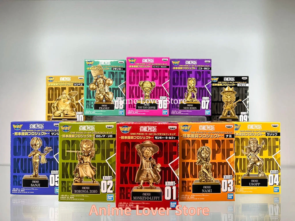 Bandai Original One Piece WCF Kumamoto Revival Plan Luffy Zoro Sanji Nami Usopp Robin Jinbe Chopper Anime Figures Toys for Kids