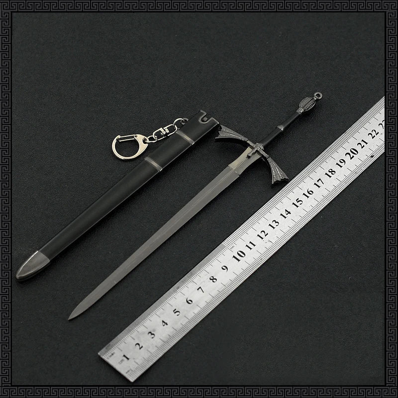 22cm GOT Game Sword with Sheath Keychain American TV Series 1:6 Medieval All Metal Sword Model Home Ornament Collection