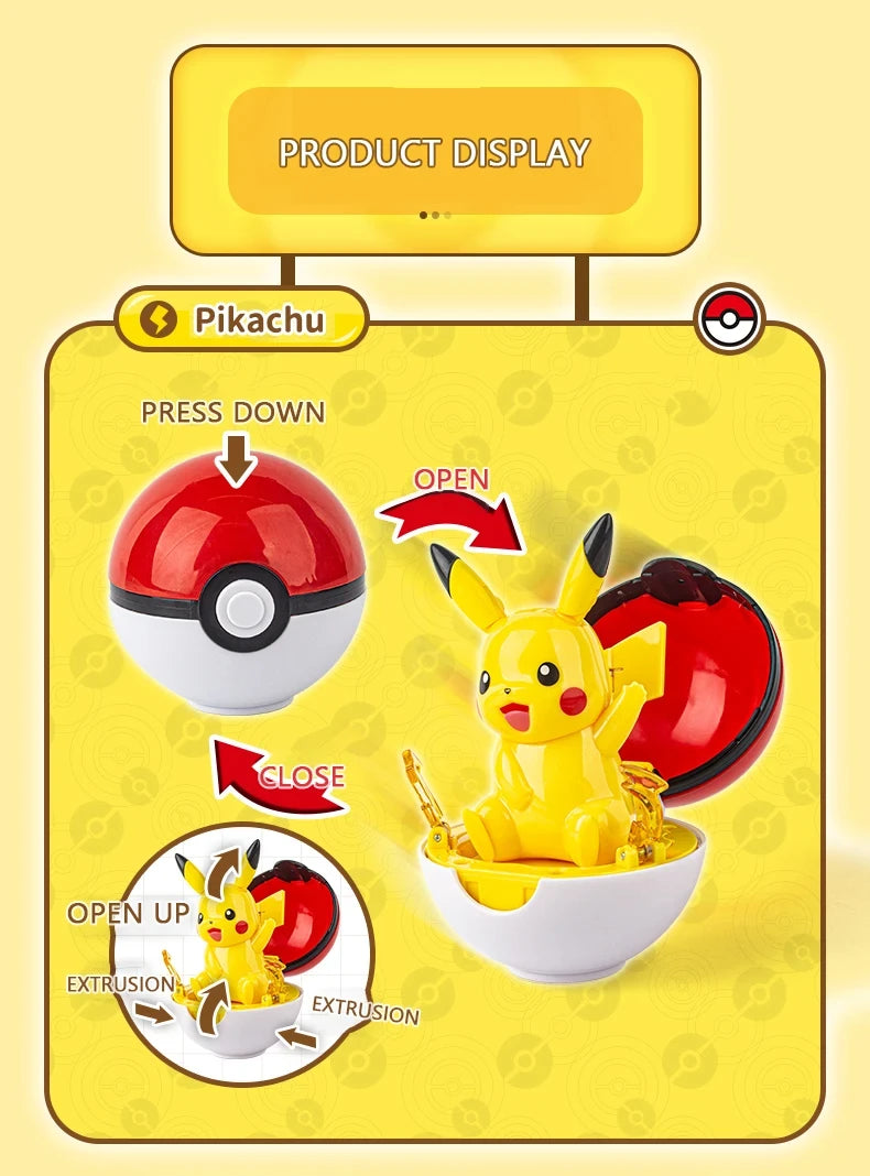 Pokemon  Genuine 6 Different Styles Toy Set Pokeball Pocket Monster Pikachu Eevee Charizard Gyarados Blastoise Figures Model