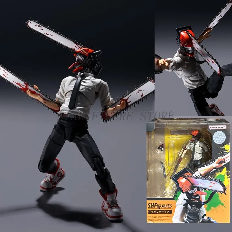 Chainsaw Man Action Figure SHF Denji Joint Movable Figurine Toys PVC Ornaments Doll 15cm Anime Electric Saw Demon Figures Model