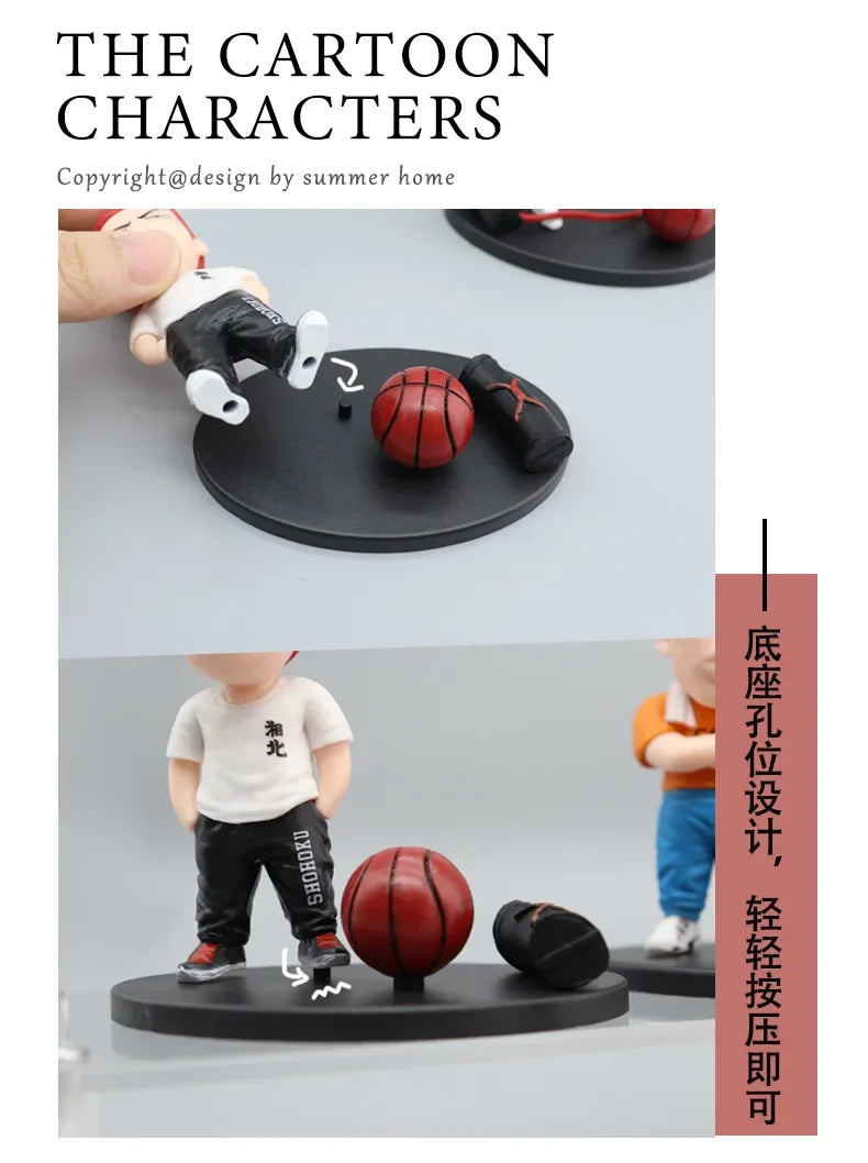 5PCS/Set Anime SLAM DUNK Sakuragi Hanamichi PVC Action Figures Rukawa Kaede Collection Model Car Interior Cute Toys