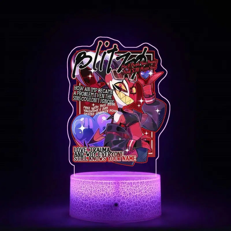 Night Light for Helluva Boss Moxxie Millie Loona Octavia Stella Vassago Asmodeus Colorful Lights Anime Cartoons Bedside Lamp