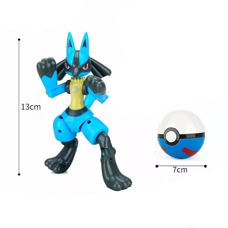 Anime Pokemon Figures Transformer Poke Ball Model Pikachu Charizard Blastoise Mewtwo Venusaur Gyarados Greninja Robot Toy Gift